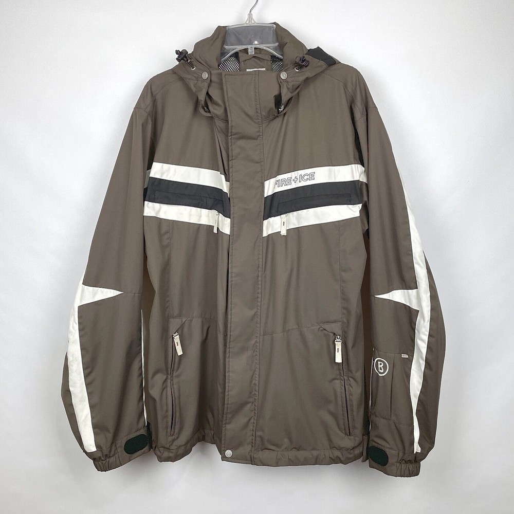 BOGNER Fire + Ice Men's Sz 44 Brown 2-In-1 Full Zip Hooded Ski Snowboard Jacket